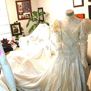 Demetrio's Platinum  Diamonds and Pearls wedding dress